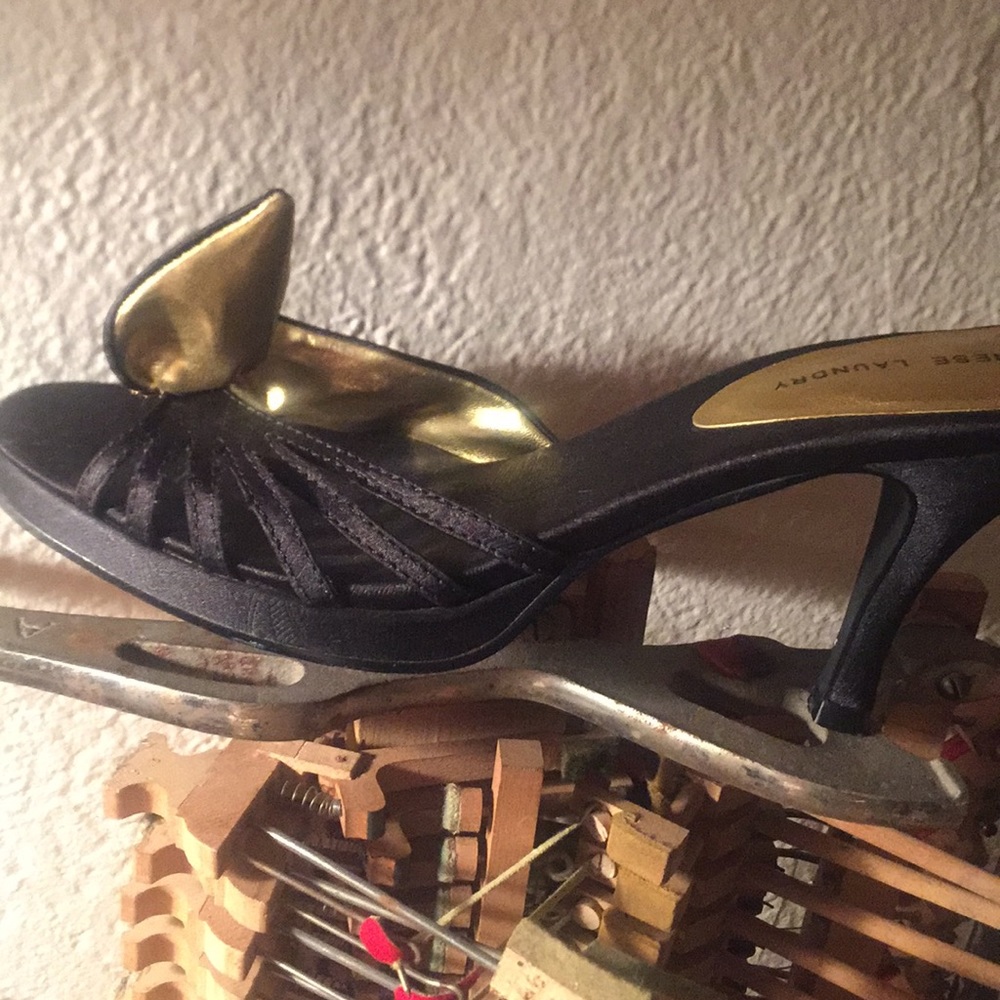 Chinese Laundry Black Heels with diamond accents